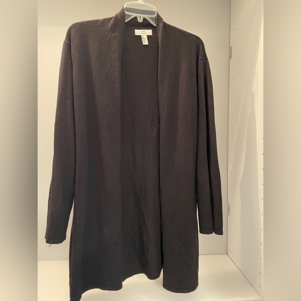 H by Halston Large Black open cardigan with Lace on sleeves